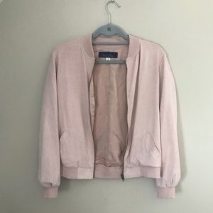 Pink Suede Bomber Jacket